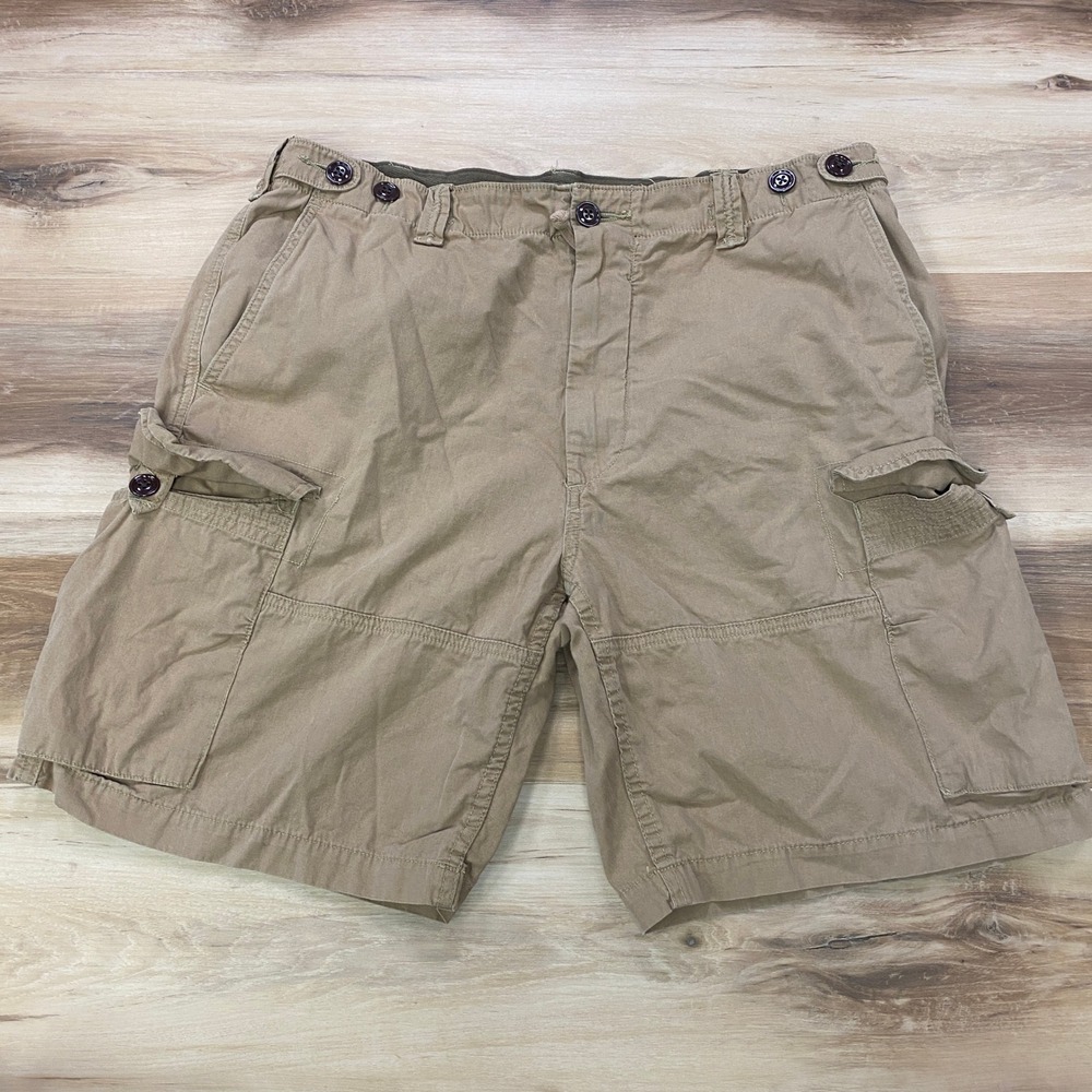 Polo Ralph Lauren Cargo Shorts 35 Drill Khaki Military Utility Cotton Relaxed